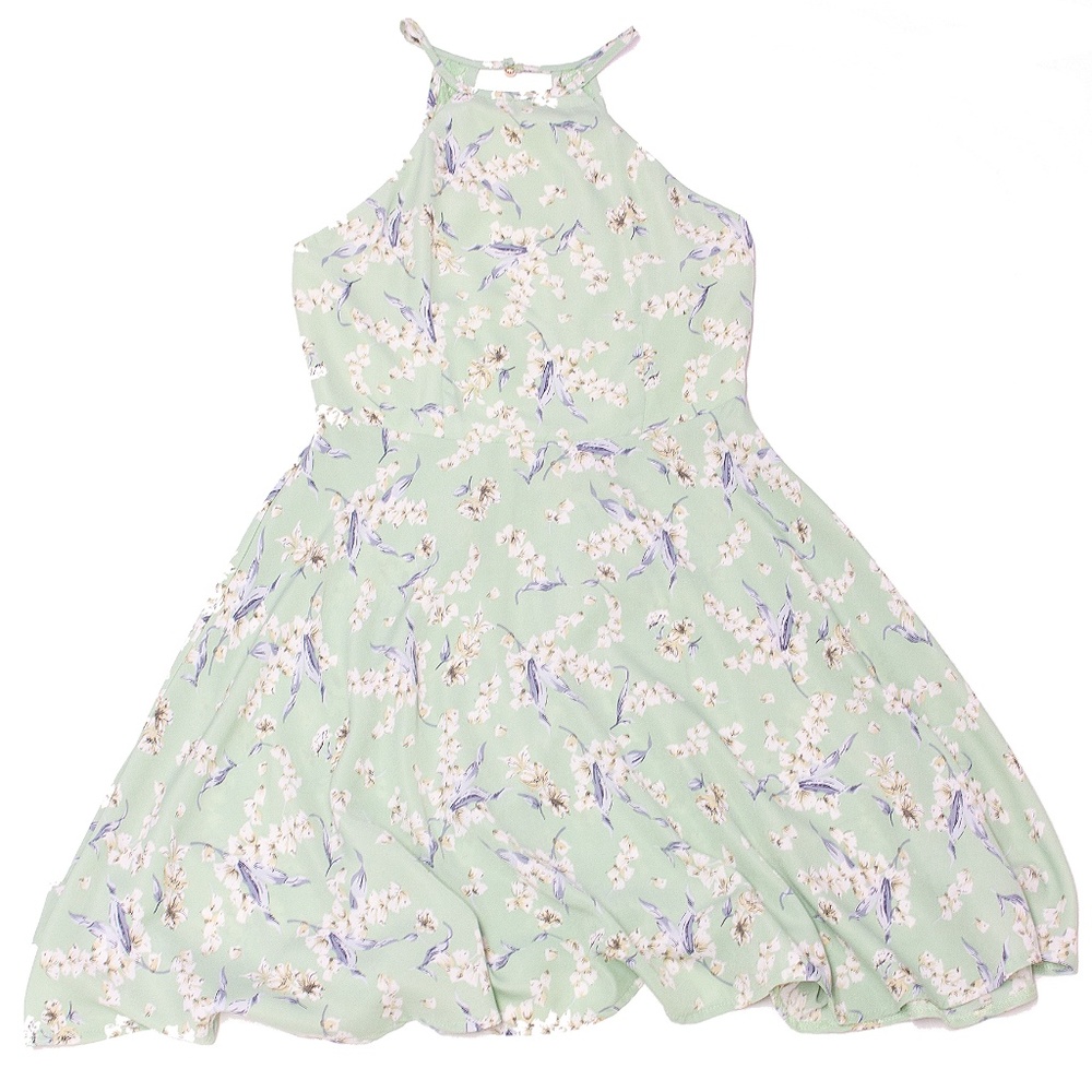 Mint Floral A Line Dress